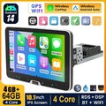 10" Android14 Autoradio 1DIN GPS Sat Navi WIFI 360° Drehbar Bildschirm 4+64G AHD