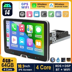 10" Android14 Autoradio 1DIN GPS Sat Navi WIFI 360° Drehbar Bildschirm 4+64G AHD