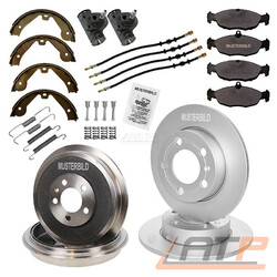 2x BREMSSCHEIBE + BREMSBELÄGE VORNE + 2x BREMSTROMMEL HINTEN FÜR AUDI 80 B3#INKL. BREMSBACKEN +ZUBEHÖR+2x RADBREMSZYLINDER#