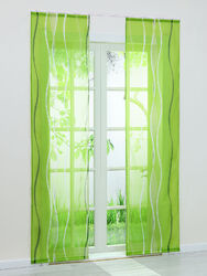Schiebegardinen 2er Set Flächenvorhänge Transparent Voile Gardine mit Klettband