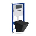 GEBERIT Duofix Basic Vorwandelement + Wand WC Lago Schwarz + Knopf Delta 25 Set