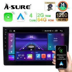 2+64GB Android 14 AutoRadio GPS Navi Kam Carplay WiFi RDS Für Audi A4 S4 RS4 B7
