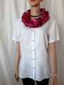 ANNE L. Leinenbluse Bluse Hemd Gr. 40 / 42 weiss 100% Leinen kurzarm neuwertig