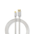 Nedis USB 2,0-Kabel Stecker Typ C A-Stecker 2,0m Aluminium
