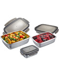 Frischhaltedosen Set PREPPO 3 Tlg Edelstahl Vorratsdosen Deckel Frischhaltedose