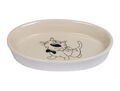 Katzen Keramik Schale oval Katzennapf Futternapf creme 17 x 11 x 2,5 cm 0,12 l 