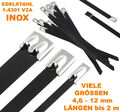 1-1000x Kabelbinder Edelstahl Metall schwarz 4,6 / 7,9 / 12 mm***Schlauchschelle