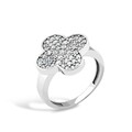Silberring 925 Kleeblatt mit Zirkonia – Elegantes Design, rhodiniert 449