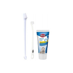 TRIXIE Zahnpflege-Set zum Zähneputzen Zahnbürsten Zahncreme Massagebürste