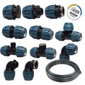 PP PE Fittings Klemm Muffe Kupplung Winkel T-Stück Kappe Verbinder DVGW PN16