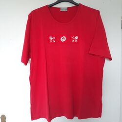 Damen Shirt Tunika Oberteil  von Via Appia Due Gr. 44  rot mit Brust-Applikation