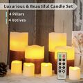 Furora Beleuchtung LED Flammenlose Kerzen mit Fernbedienung, 8er Set, Echtwachs