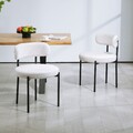 HOMCOM Esszimmerstühle 2er Set Küchenstuhl mit Rückenlehne, Fleeceoptik, Modern