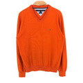 TOMMY HILFIGER Herren Pima Baumwolle V-Ausschnitt Orange Pullover Größe S