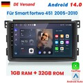 Carplay Für Smart Fortwo 451 2005-2015 Android14 Autoradio GPS Navi BT DAB+ 32GB