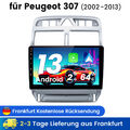 Für Peugeot 307 2002-2013 9"Android13 2Din Autoradio GPS Navi Carplay 2+64GB RDS