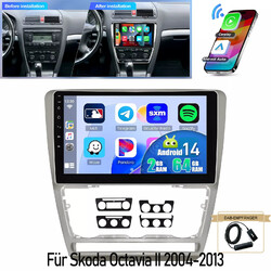 10.1"2+64G Android 14 Autoradio Navi CarPlay Für Skoda Octavia II 2004-2013 DAB+