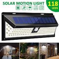 118 LED Fluter Solarleuchte Solarlampe mit Bewegungsmelder Außen Garten Strahler