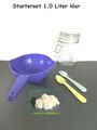 Milch Kefir Pilz Starter SET 1,0 L KLAR mit Tupperware® Sieb " Goldregen " 🐮 A