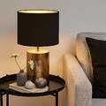Tischlampe Tischleuchte Schlafzimmerleuchte Beistelllampe Keramik Textil H 43 cm