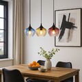 Pendellampe Esszimmerleuchte Hängeleuchte 3 flammig Retro Glas bunt H 150 cm