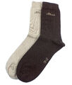 2 Paar s.Oliver Socken Strümpfe Damen 2er Pack Freizeitsocken beige uni Gr.39-42