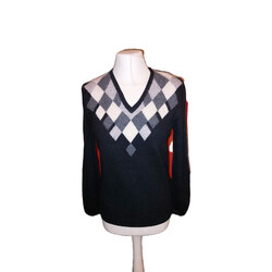 Peter Hahn Pullover Gr. 38 Schwarz Rauten 100% Kaschmir