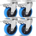 4er Set 100mm BLUE WHEEL 360° Rollen Transportrollen Schwerlastrollen mit Bremse