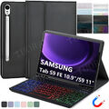 QWERTZ Bluetooth Tastatur Hülle für Samsung Galaxy Tab S9 FE 10.9'' S8 S7 11''