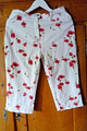 Weiße Capri Jeans Mohnblüten rote Blumen Frühling Sommer Hose Canda C&A Gr. 40 L
