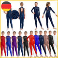 DE Kinder Mädchen Ärmellos/Langarm Sportbody Gymnastik Turnanzug Glitzer Trikot