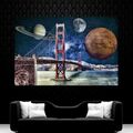 LEINWAND BILD ER GOLDEN GATE BRÜCKE MOND SATURN MARS BUNT ABSTRAKT WAND POSTER
