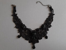 Collier Spitzen Halsband Choker - Gothic Vintage - Schwarz - Viktorianisch