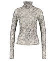 ESPRIT Damen Langarm-Bluse Jersey-Shirt durchsichtig mit Blumen Print Gr. S
