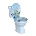 SAINOS Toilettensitz mit Absenkautomatik Holzkern WC Sitz Deckel Lilie