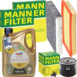 MANN INSPEKTIONSPAKET+TOTAL 0W-30 ÖL passend für 1.0 FIAT 500 X JEEP RENEGADE