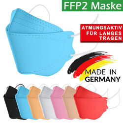 FFP2 Maske Schwarz BUNT Farbig Fischform Fisch Masken 5 10 20 50 x Stück EU CE⭐⭐⭐⭐⭐ 🇩🇪 MADE IN GERMANY 🔥keine Ohr-Schmerzen Ziehen