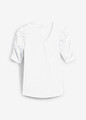Shirt mit Puffärmeln Gr. 56/58 Wollweiß Damen Kurzarmshirt Bluse Oberteil Neu