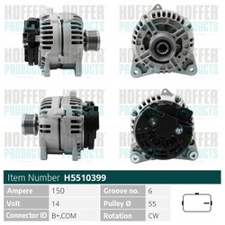 HOFFER Lichtmaschine Generator Lima H5510399 für RENAULT CLIO 3 BR0 CR0 KR0 BZ0