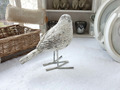 CLAYRE & EEF  Tier Deko Figur "VOGEL STEHEND" 15x7x14cm Poly Metall Grau Shabby