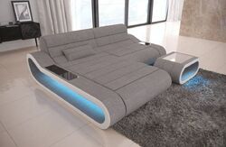Sofa Eckcouch Polstersofa Couch modern CONCEPT L Form Design Ottomane Grau LED