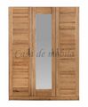 Massivholz Kleiderschrank 152x205x60cm 3türig Kernbuche geölt Spiegel-schrank