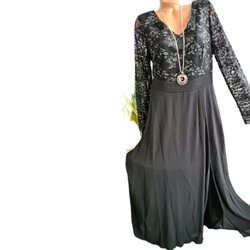 Sheego Eventkleid Abendkleid Kleid Damen schwarz mit Spitze (863) Übergrösse NEU
