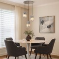 Hängelampe Pendelleuchte Esszimmerleuchte Wohnzimmer nickel Glas E27 3-Flammig