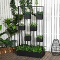 Outsunny Blumenkasten, Hochbeet, Pflanzkasten mit Rankhilfe Wand-Gemüsebeet Holz