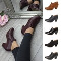 Damen Frauen mittelhoher kubanischer Absatz Knopf Smart Arbeit Stiefeletten Booties Halbschuhe Größe