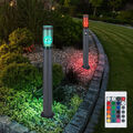 Außenstehlampe Sockelleuchte Gartenlampe Sensor dimmbar Fernbedienung LED RGB 2x