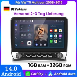 DAB+ Carplay Android 14.0 10.1'' Für VW T5 Multivan 2008-2015 Autoradio GPS NAVI