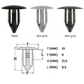 10x Innenverkleidung Clips Befestigung Klips Halter Panel UNIVERSAL 9 mm Grau