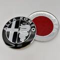 2x ALFA ROMEO Emblem Schwarz Chrom 74mm Front Heck Scudetto 147 156 159 166 MITO